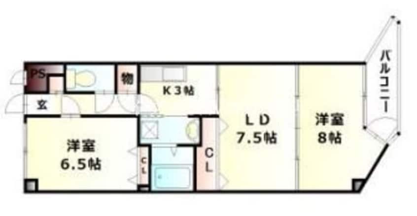 間取図 山陽本線（中国）/岡山駅 バス40分大福中学校下車:停歩6分 5階 築26年