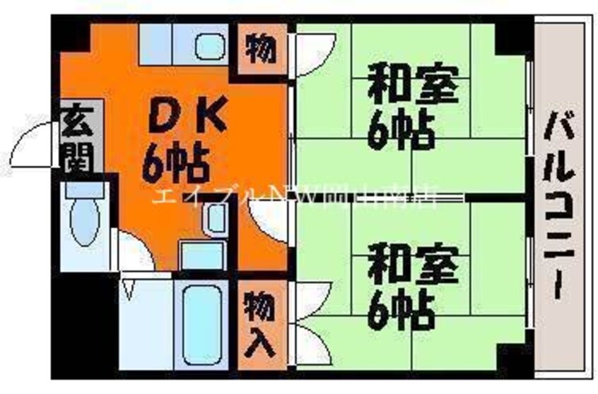 間取図 岡山市電東山本線<岡山電気軌道>/門田屋敷駅 徒歩1分 7階 築38年