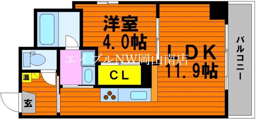 間取図 山陽本線（中国）/岡山駅 徒歩8分 4階 築7年
