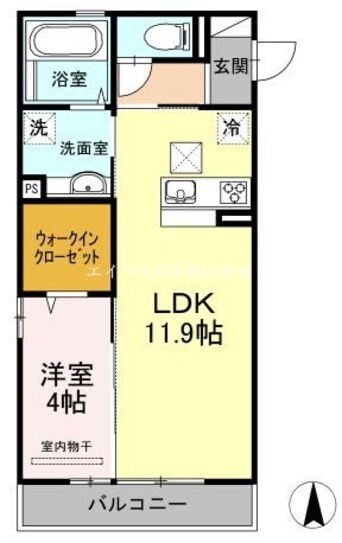 間取図 吉備線<桃太郎線>/備前三門駅 徒歩8分 1階 築7年