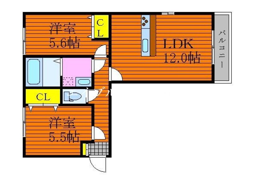 間取図 山陽本線（中国）/岡山駅 バス31分若葉町下車:停歩7分 2階 築6年