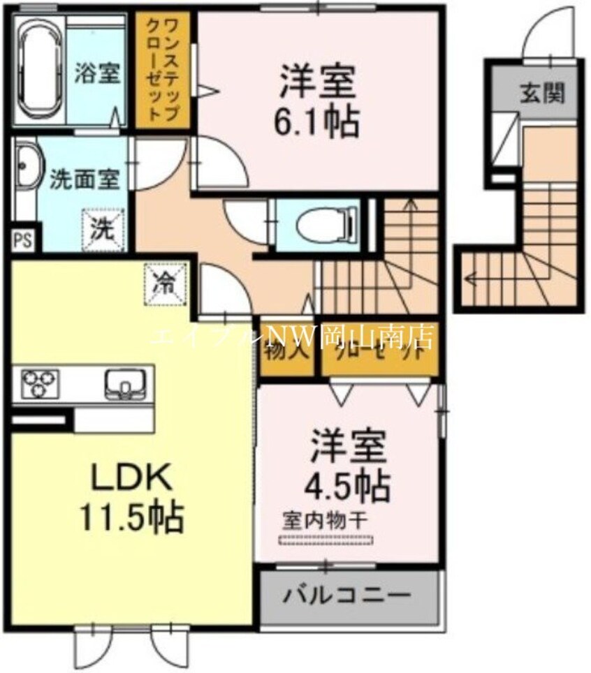 間取図 宇野線<宇野みなと線>/大元駅 徒歩17分 2階 築11年