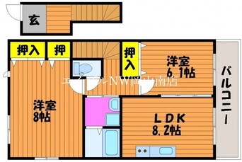 間取図 山陽本線（中国）/岡山駅 バス41分岡電バス・緑町下車:停歩6分 2階 築15年