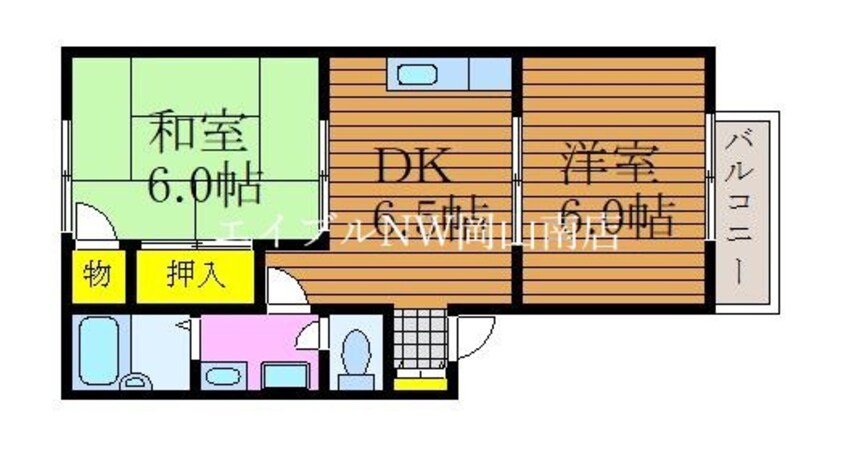 間取図 宇野線<宇野みなと線>/備前西市駅 徒歩76分 2階 築30年