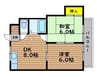山陽本線（中国）/岡山駅 バス:25分:停歩2分 2階 築35年 2DKの間取り