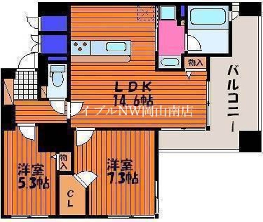 間取図 岡山市電清輝橋線<岡山電気軌道>/大雲寺前駅 徒歩3分 6階 築15年