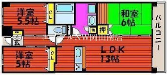 間取図 岡山市電東山本線<岡山電気軌道>/東山・おかでんミュージアム駅 徒歩9分 3階 築32年