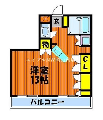 間取図 岡山市電清輝橋線<岡山電気軌道>/東中央町駅 徒歩11分 6階 築31年