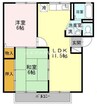 宇野線<宇野みなと線>/備前西市駅 徒歩20分 2階 築31年 2LDKの間取り
