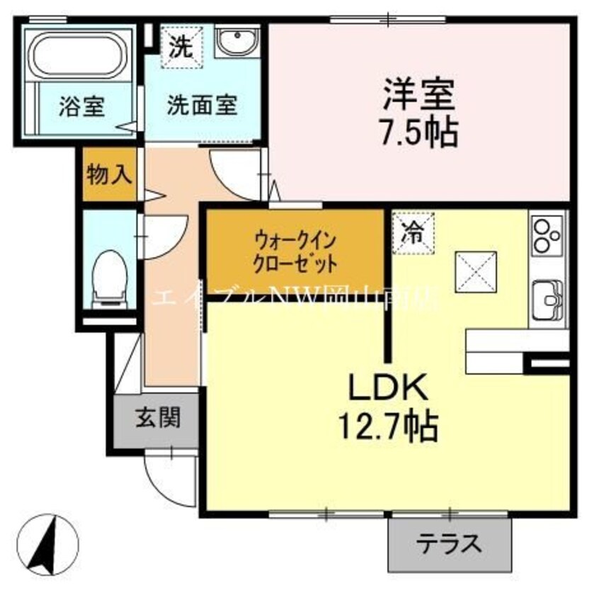 間取図 山陽本線（中国）/岡山駅 バス26分平福下車:停歩3分 1階 築12年