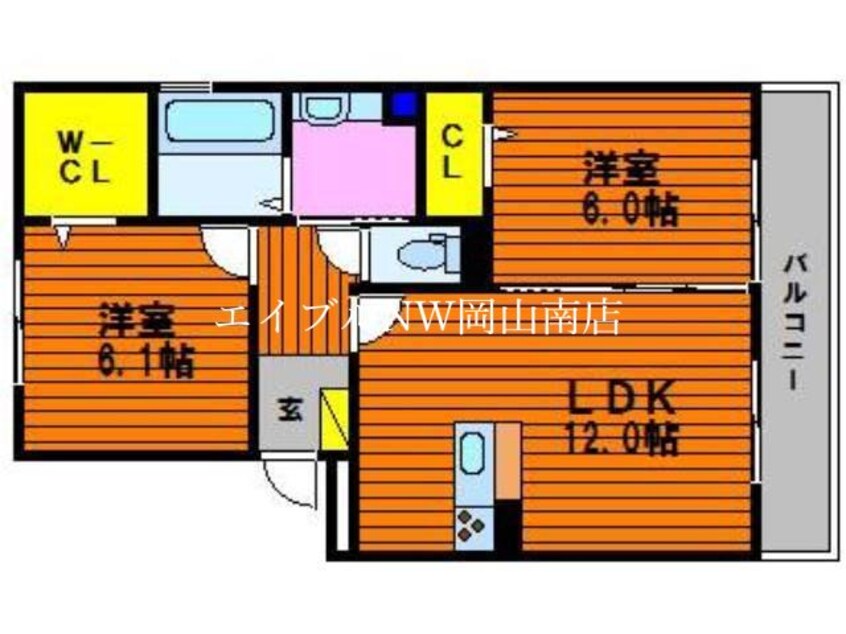 間取図 宇野線<宇野みなと線>/大元駅 徒歩14分 3階 築9年