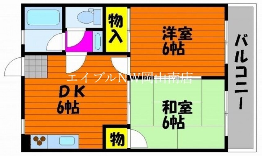 間取図 宇野線<宇野みなと線>/備前西市駅 徒歩21分 2階 築34年