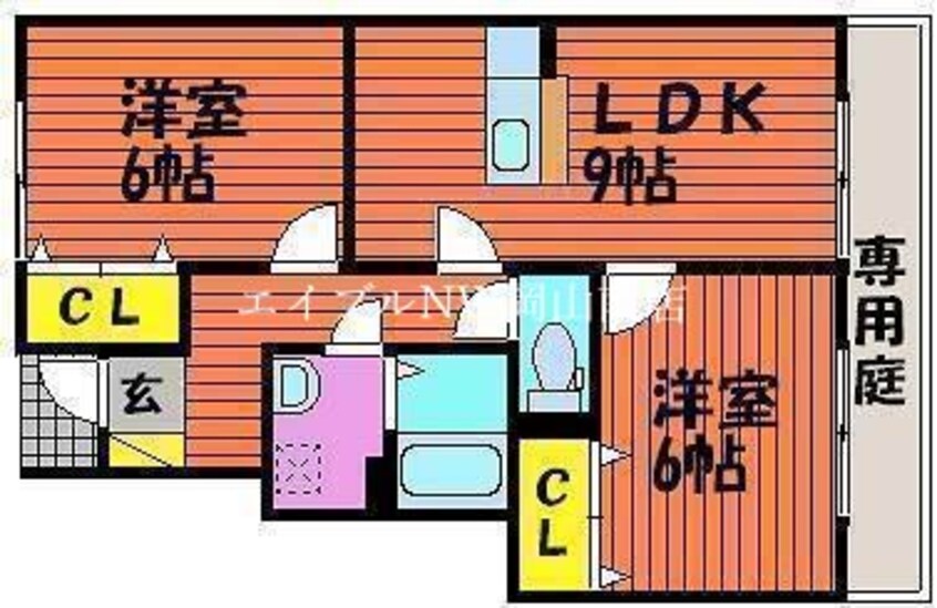 間取図 山陽本線（中国）/岡山駅 バス38分福島郵便局前下車:停歩10分 1階 築18年