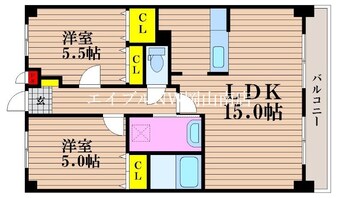 間取図 山陽本線（中国）/岡山駅 バス30分機工センター口下車:停歩1分 2階 築24年