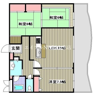 間取図 宇野線<宇野みなと線>/大元駅 徒歩18分 4階 築35年