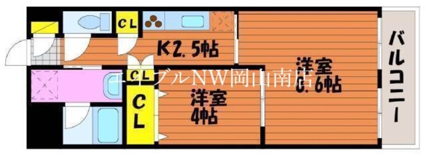 間取図 宇野線<宇野みなと線>/大元駅 徒歩19分 9階 築16年