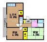 山陽本線（中国）/岡山駅 バス:33分:停歩3分 3階 築29年 2LDKの間取り