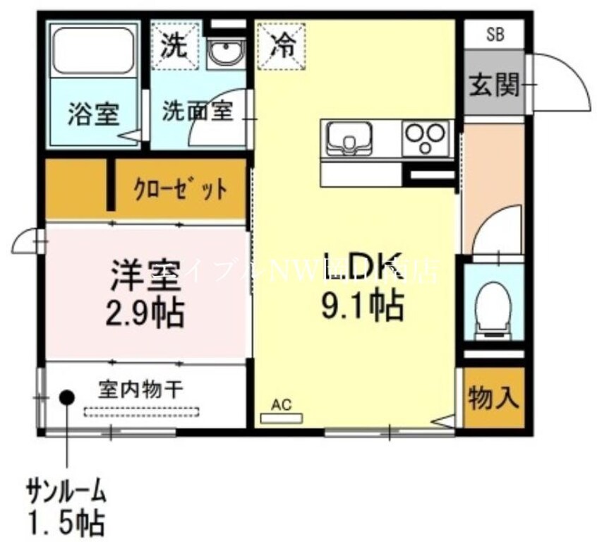 間取図 山陽本線（中国）/岡山駅 徒歩6分 1階 築8年