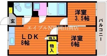 間取図 宇野線<宇野みなと線>/大元駅 徒歩77分 2階 築51年