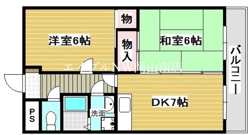 間取図 宇野線<宇野みなと線>/備前田井駅 徒歩18分 2階 築26年