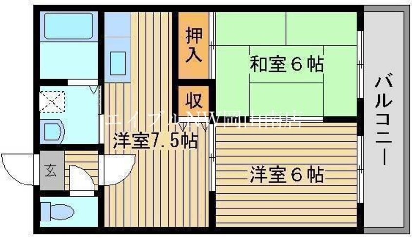 間取図 山陽本線（中国）/岡山駅 バス30分洲崎下車:停歩3分 3階 築34年