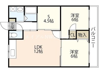 間取図 宇野線<宇野みなと線>/備前西市駅 徒歩16分 2階 築31年