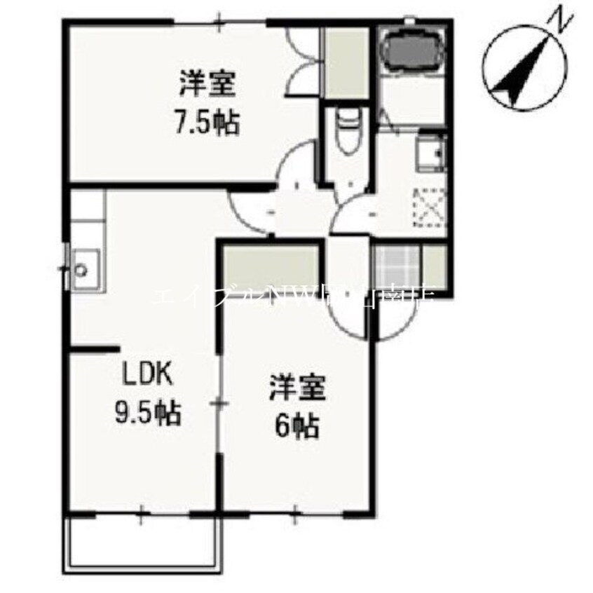 間取図 宇野線<宇野みなと線>/備前西市駅 徒歩10分 2階 築24年