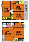 吉備線<桃太郎線>/備前三門駅 徒歩14分 1階 築19年 4LDKの間取り