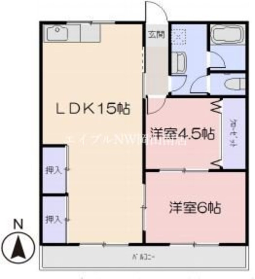 間取図 山陽本線（中国）/岡山駅 バス35分浦安口下車:停歩10分 3階 築35年