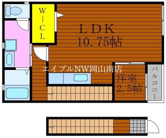 間取図 宇野線<宇野みなと線>/備前西市駅 徒歩10分 2階 築15年