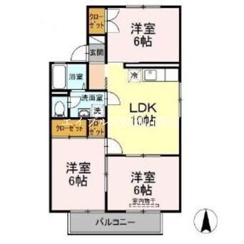 間取図 宇野線<宇野みなと線>/備前西市駅 徒歩38分 2階 築37年