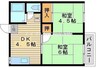 山陽本線（中国）/岡山駅 バス:30分:停歩3分 2階 築40年 2DKの間取り