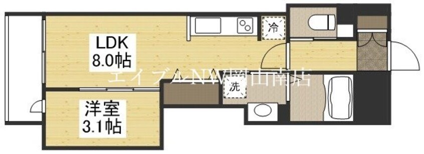 間取図 山陽本線（中国）/岡山駅 徒歩26分 9階 建築中