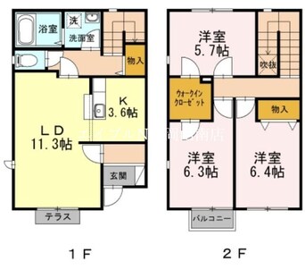 間取図 山陽本線（中国）/岡山駅 バス28分小林口下車:停歩5分 1階 築17年