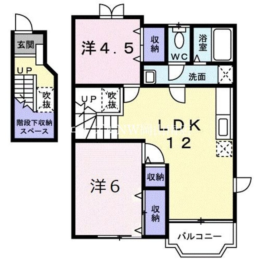 間取図 宇野線<宇野みなと線>/彦崎駅 徒歩6分 2階 築25年