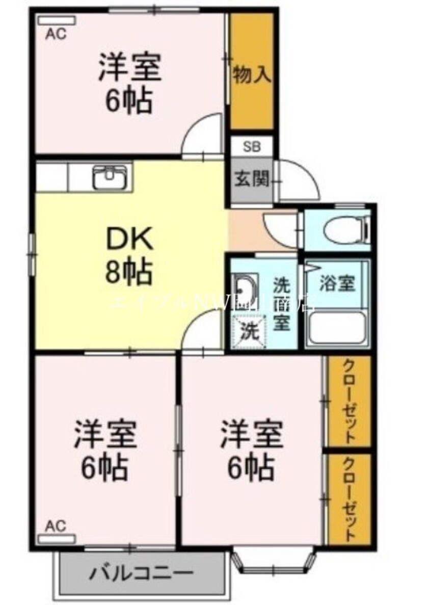 間取図 山陽本線（中国）/北長瀬駅 徒歩19分 2階 築30年