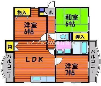 間取図 宇野線<宇野みなと線>/大元駅 徒歩16分 4階 築42年