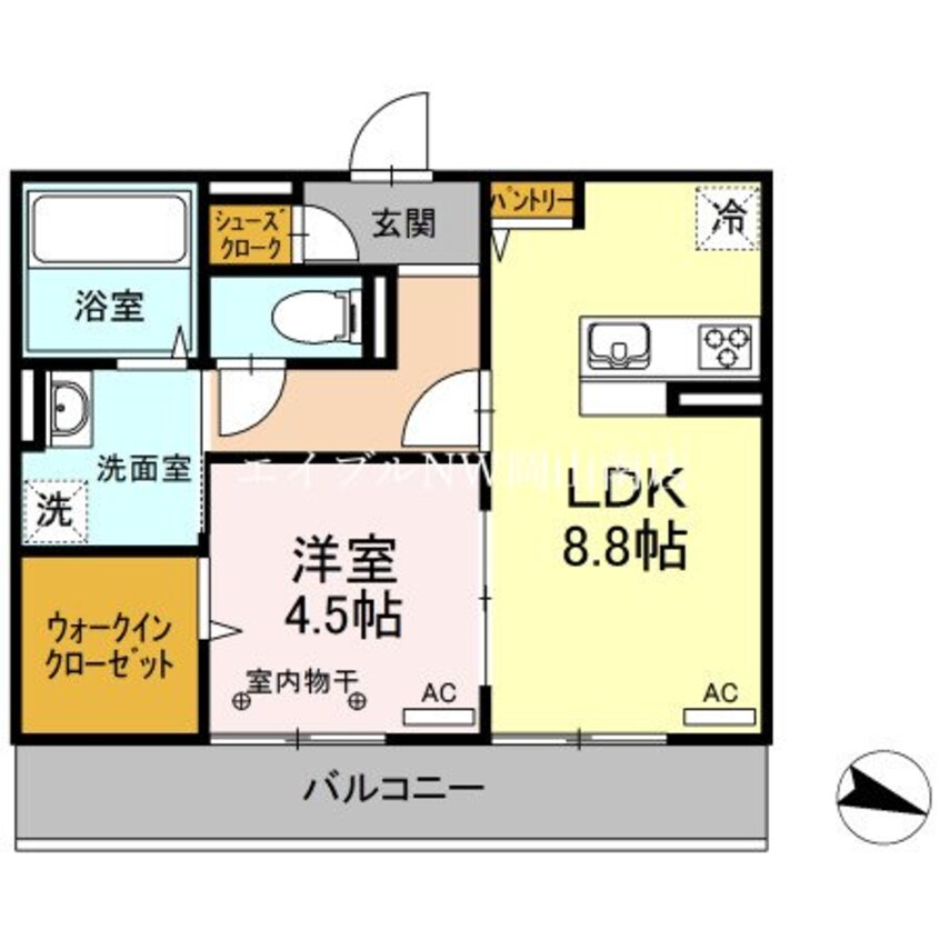 間取図 岡山市電東山本線<岡山電気軌道>/門田屋敷駅 徒歩22分 2階 築3年