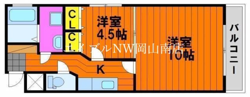間取図 宇野線<宇野みなと線>/大元駅 徒歩8分 3階 築19年