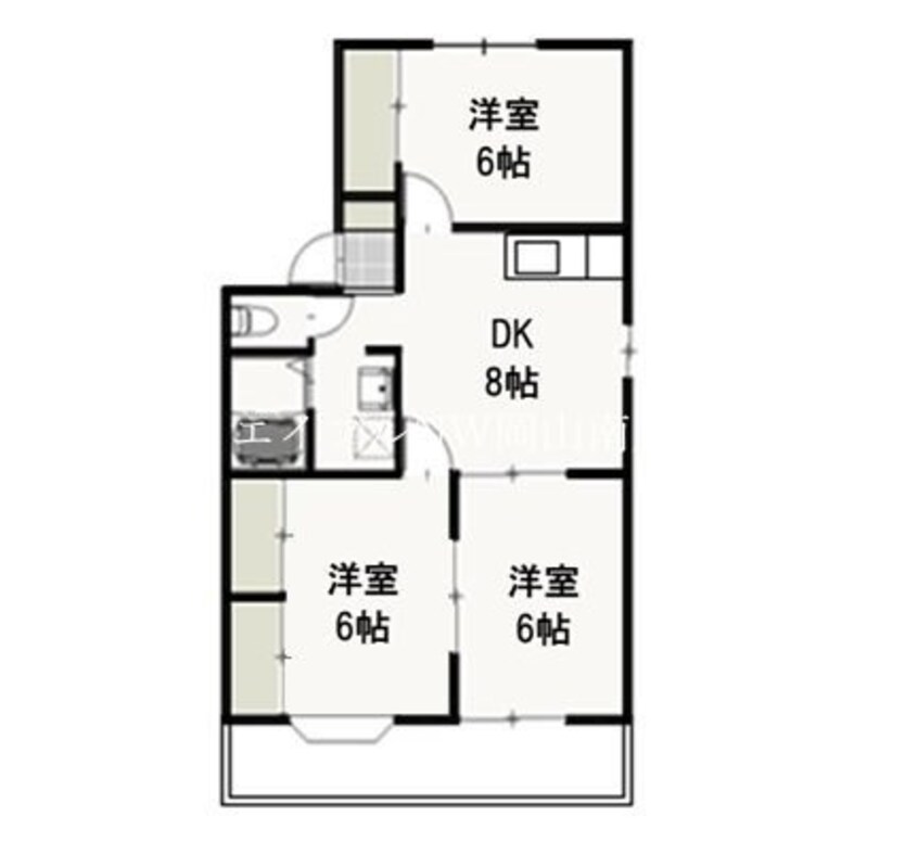 間取図 宇野線<宇野みなと線>/大元駅 徒歩13分 1階 築31年