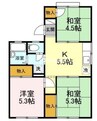 山陽本線（中国）/岡山駅 バス:22分:停歩10分 1階 築39年 3Kの間取り