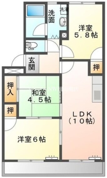 間取図 宇野線<宇野みなと線>/備前西市駅 徒歩32分 2階 築27年