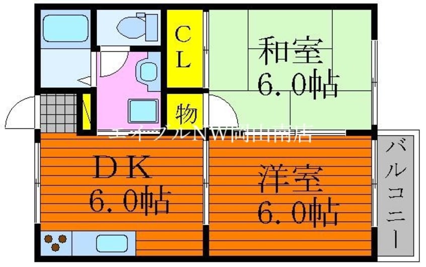 間取図 宇野線<宇野みなと線>/備前田井駅 徒歩4分 2階 築30年