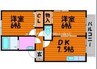 山陽本線（中国）/岡山駅 バス:25分:停歩10分 1階 築22年 2DKの間取り