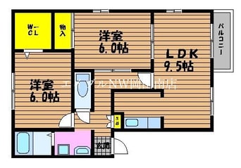間取図 山陽本線（中国）/岡山駅 バス40分岡南産婦人科前下車:停歩11分 2階 築28年