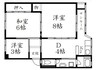 宇野線<宇野みなと線>/大元駅 徒歩49分 3階 築48年 3DKの間取り