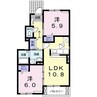 宇野線<宇野みなと線>/備前西市駅 徒歩17分 1階 築13年 2LDKの間取り
