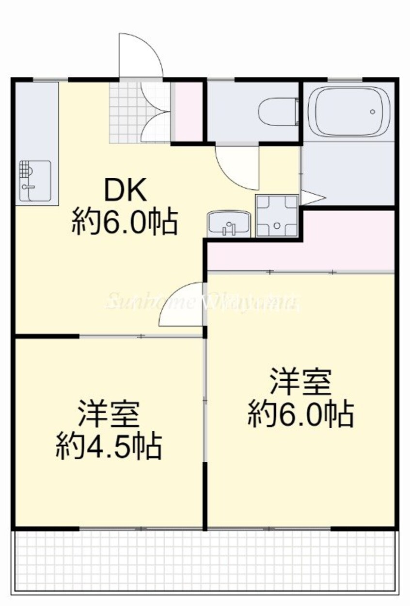 間取図 岡山市電清輝橋線<岡山電気軌道>/清輝橋駅 徒歩28分 1階 築36年