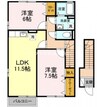 山陽本線（中国）/岡山駅 バス:30分:停歩11分 2階 築18年 2LDKの間取り