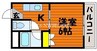 宇野線<宇野みなと線>/大元駅 徒歩15分 3階 築39年 1Kの間取り